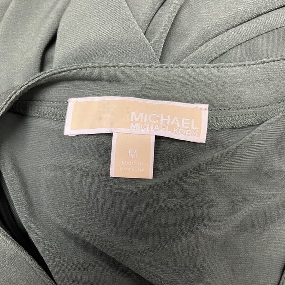 Michael Kors Womens Green Sleeveless Tie Neck Ruffle Hem Casual Dress Size M - Picture 6 of 7